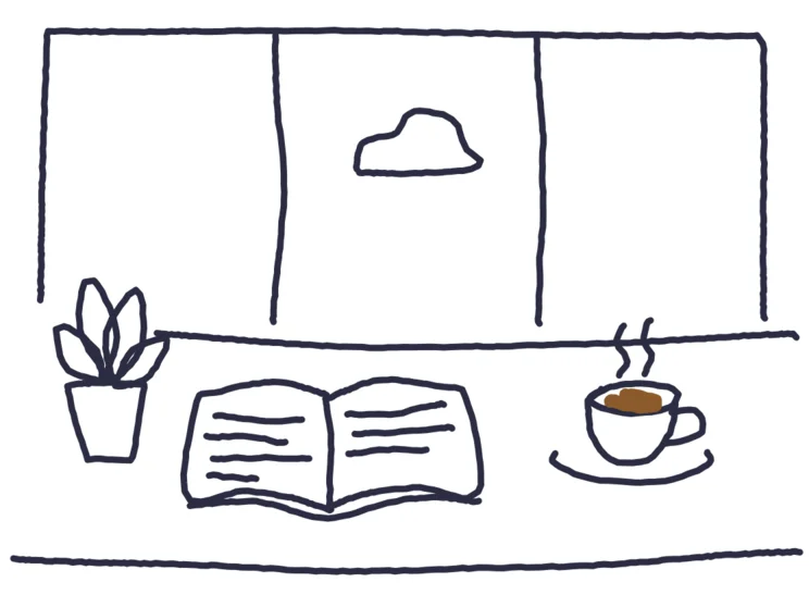 「窓際の席で読んだ本」の絵